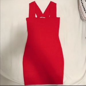 LF Red square neck Mini bandage Dress NWOT